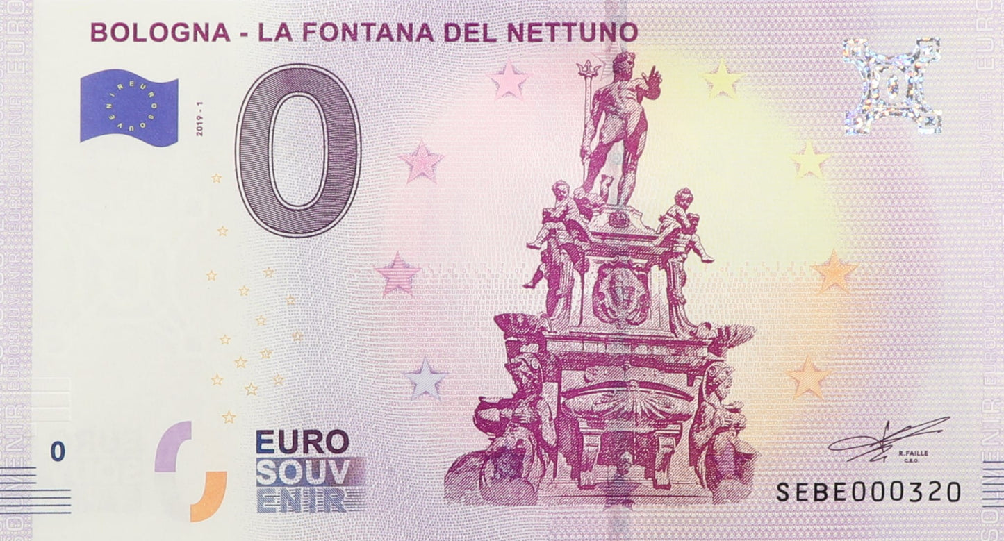0 Euro - Bologna La Fontana de Nettuno - Włochy - 2019