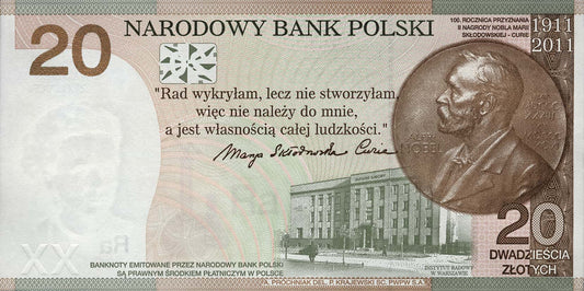 20 zł Maria Skłodowska Curie - banknot kolekcjonerski