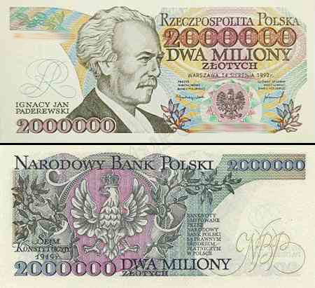Banknot 2 000 000 zł 1992 rok - Z BŁĘDEM