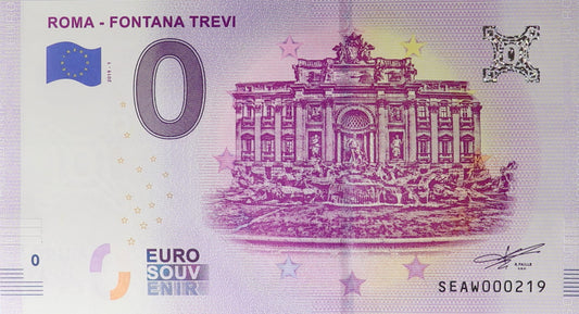 0 Euro - Roma - Fontana  Trevi - Włochy - 2019