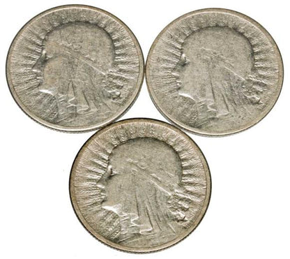 Zestaw 2 złote 1932 1933 1934 II RP Warszawa 3 sztuki