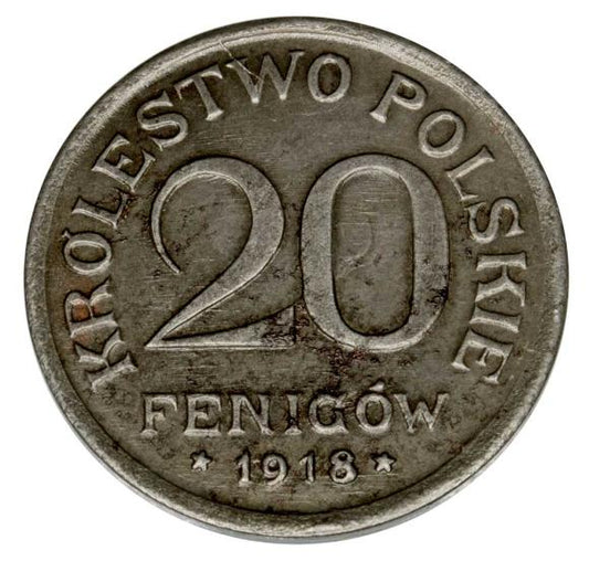 20 fenigów 1918 Królestwo Polskie Stuttgart F